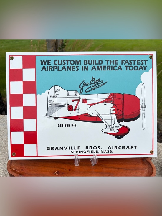 American Vintage Other - Gee Bee Racer Ande Rooney Airplane Vintage Porcelain Sign Like New